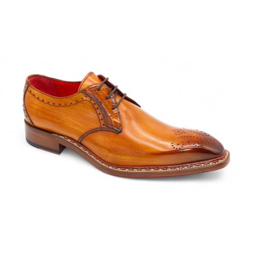 Fennix Italy "Tyler" Cognac Genuine Alligator / Italian Calfskin Leather Lace-Up Dress Shoes.